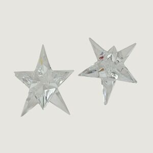 Bleikristall Lead Crystal Star Candle Holders Set of 2 Made in Germany Clear